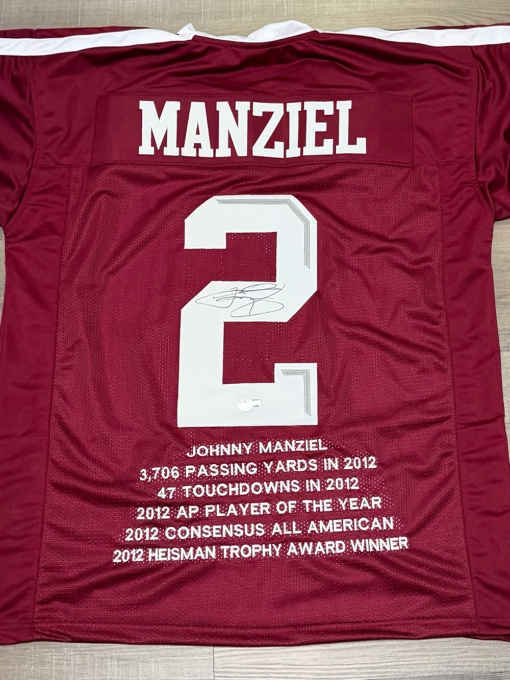 Johnny Manziel Signed Full Stat Texas
A&M Jersey Beckett Witness COA